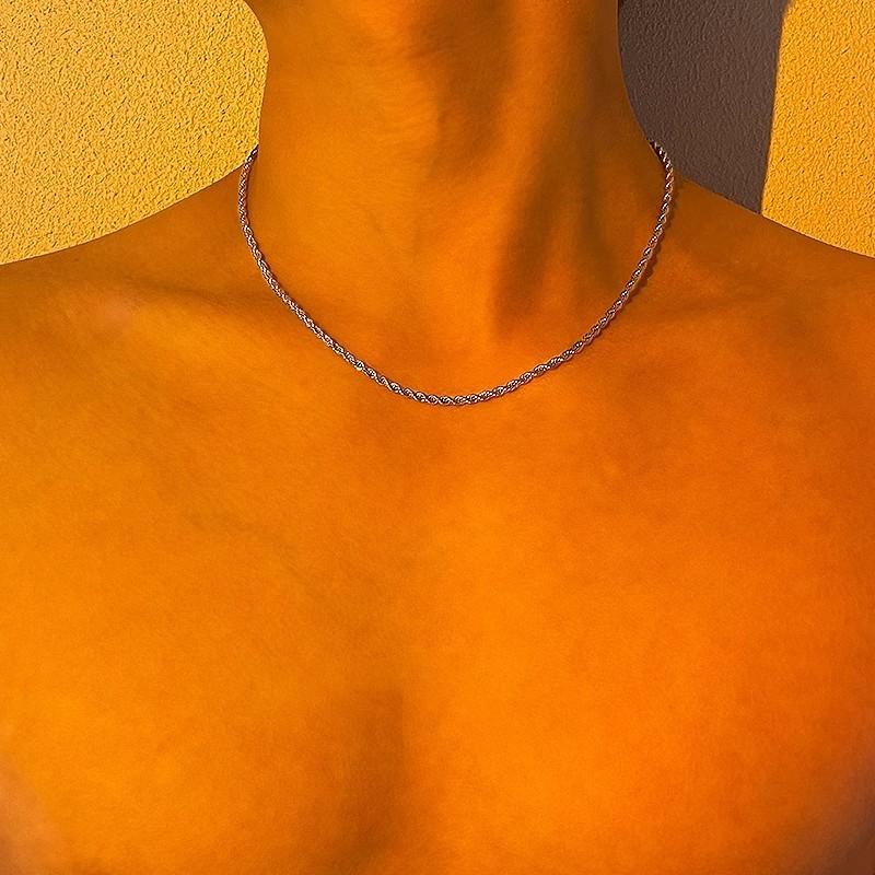 Vòng Cổ Dây Chuyền Xoắn Thiết Kế Đơn Giản Thời Trang Phong Cách Cổ Điển Cá Tính Dây Chuyền Xương Đòn Đường Phố Hợp Xu hướng Của Nam Giới Ngầu