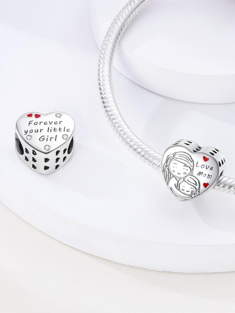 Product Introduction of Fashionable Elegant Heart & Love Mom Letters Design Pendant, Cute Charm for Women & Girls, Trendy All-match Exquisite DIY Jewelry Accessories 2