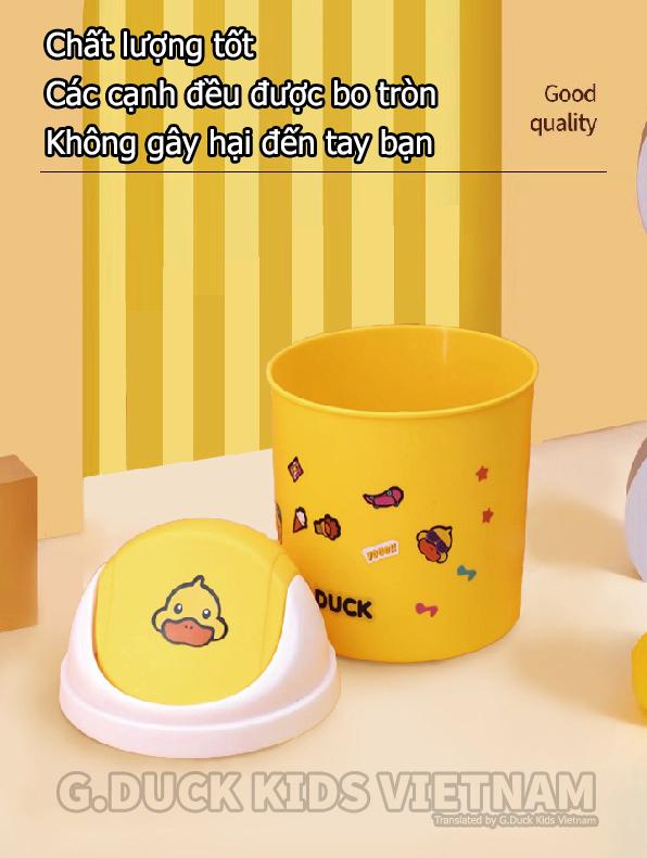 Thùng Rác Mini Cá Nhân 1.5 Lít Tiện Lợi Để Bàn Học Bàn Làm Việc Văn Phòng Dán Sticker Thương Hiệu G.Duck Kids 7