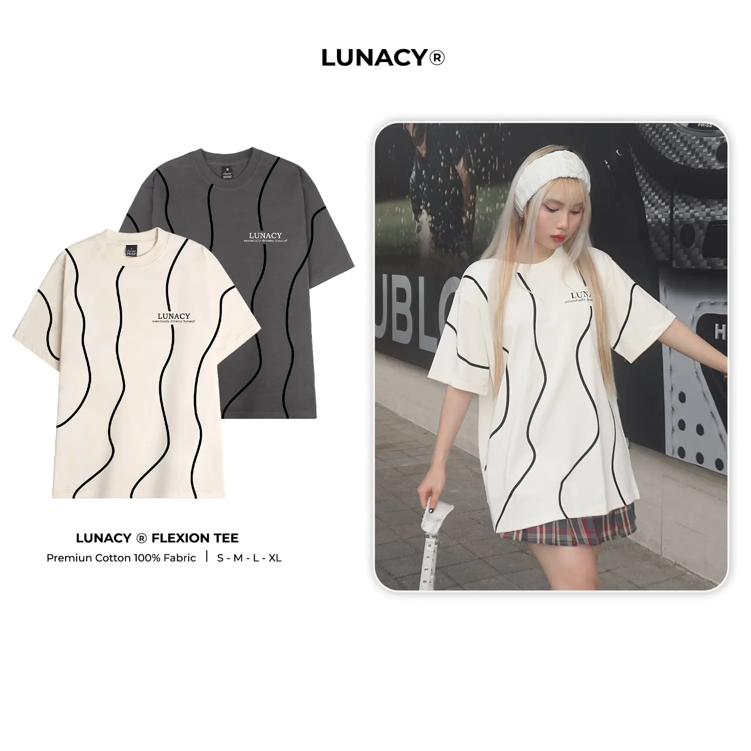 Áo thun Flexion Unisex nam nữ Cotton 100% form oversize LUNACY