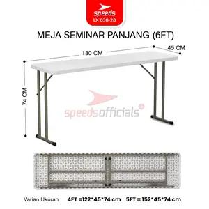 SPEEDS Meja Seminar Lipat Plastik HDPE 180x45x74cm Folding Table Portable Indoor Outdoor Serbaguna Meja Seminar 038-28
