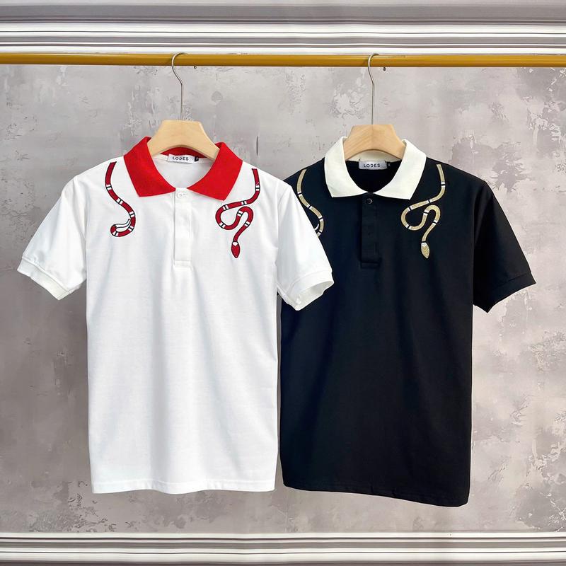 Áo thun nam tay ngắn cổ trụ thêu họa tiết rắn vải cotton dày - TikTok ...