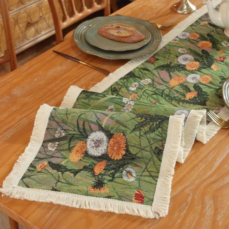 Khăn Trải Bàn Hoa, Phong Cách Cổ Điển Màu Xanh Lá Cây, Màu Đỏ Bohemian, Cờ Tủ Bên, Vải, Thích Hợp Cho Bàn Trà Và Tủ Quần Áo TV, Khăn Dài Đuôi