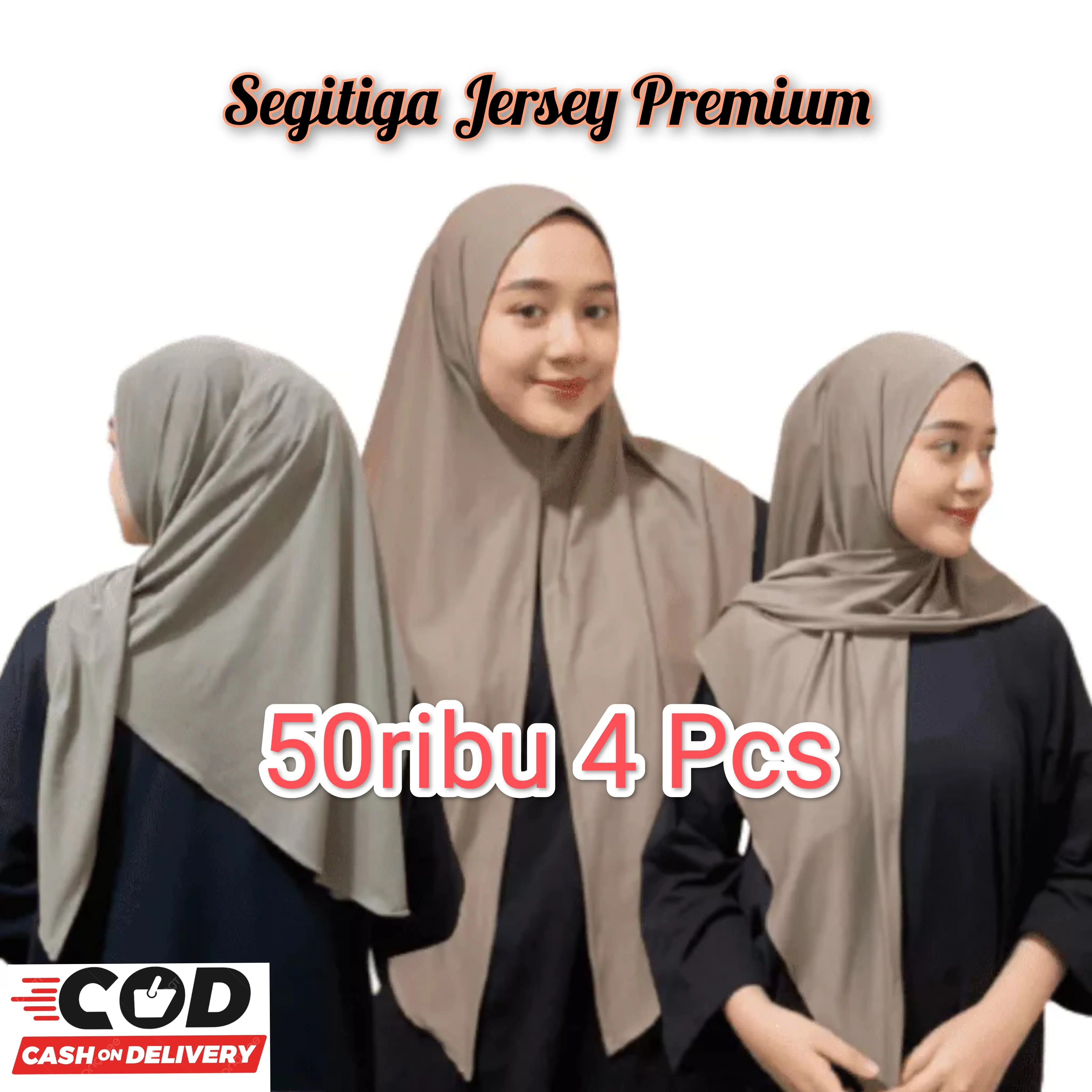 (4 PCS 50 RIBU) HIJAB SEGITIGA INSTAN JERSEY Kerudung Muslim Nyaman Lembut