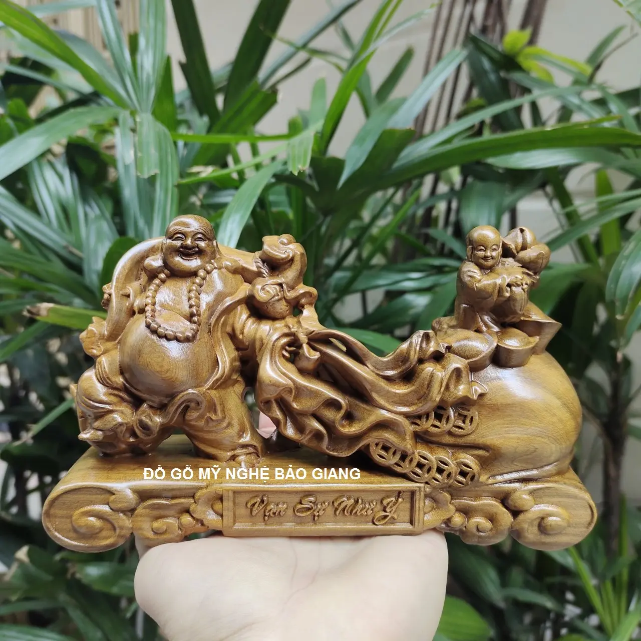 Tượng phật di lặc nhất phúc gỗ bách xanh