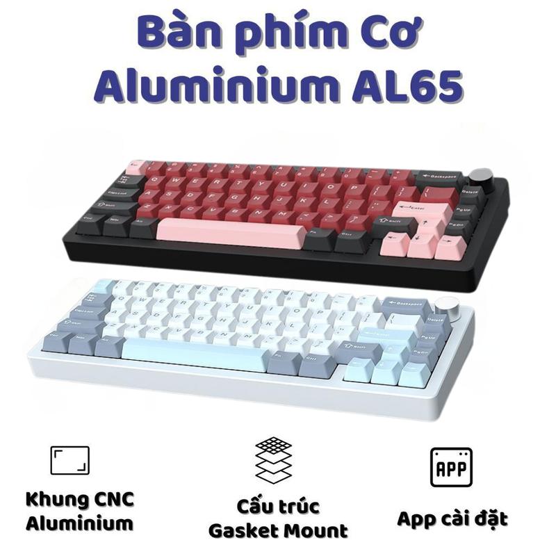 Bàn phím cơ Atas AL65 Khung nhôm CNC 3 mode kết nối - Led RGB -  Pin sạc 4000 mah - Mạch xuôi