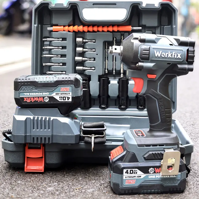 Máy siết bulong workfix -HM-IW 450n cordless động cơ không than tặng kèm phụ kiện 0