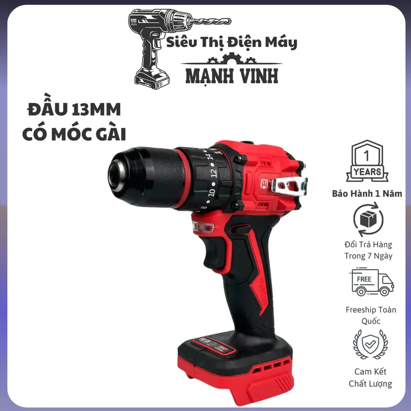 THÂN Máy Khoan Pin THPRO TH7713 3 Chức Năng Đầu 13mm Autolock Động Cơ Không Chổi Than Chân Pin Phổ Thông 0