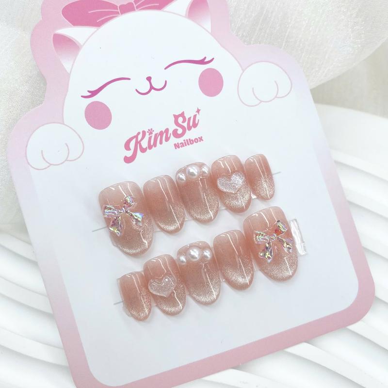 [M138]  KimSu Nailbox chụp kỷ yếu thạch mắt mèo ánh trăng đính nơ