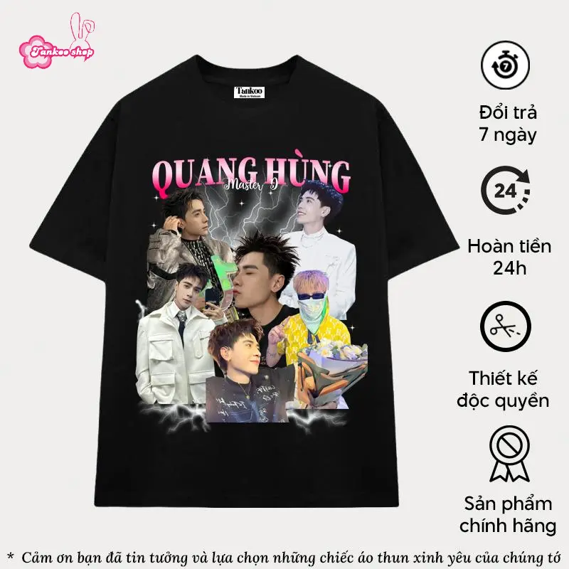 Áo thun phông hình hình chữ QUANG HÙNG MASTERD ATSH IDOL chất COTTON co dãn 2 chiều thám hút mồ hôi , FAN dom MUZIK