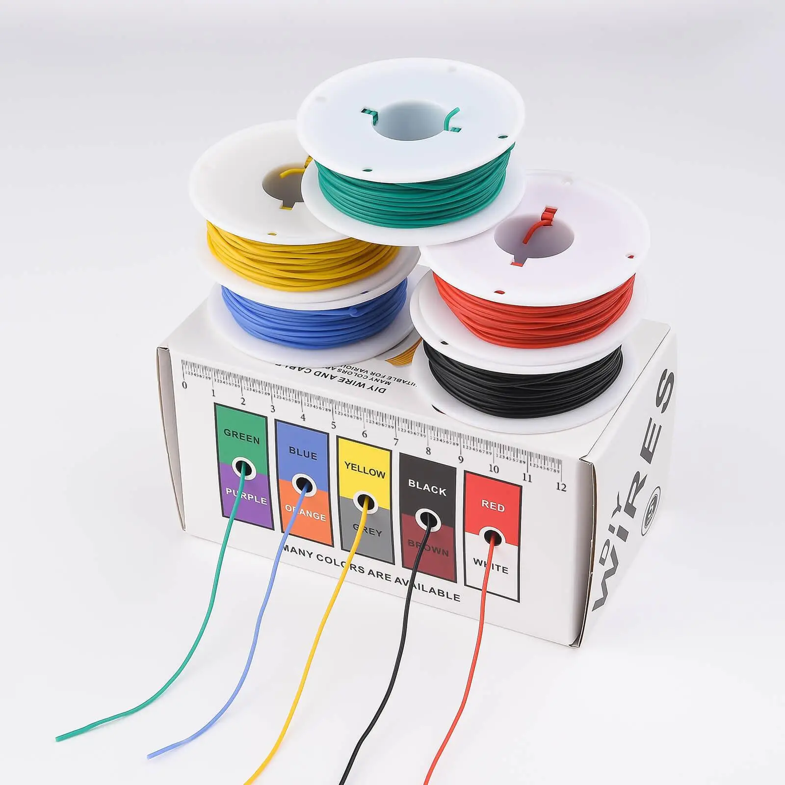 30AWG Stranded Electrical Wire, 1 Set 28 Gauge Tinned Copper Wires, Flexible Silicone Electric Hook Up Wire Kit, DIY/Automotive/Home/Power Wiring Kit