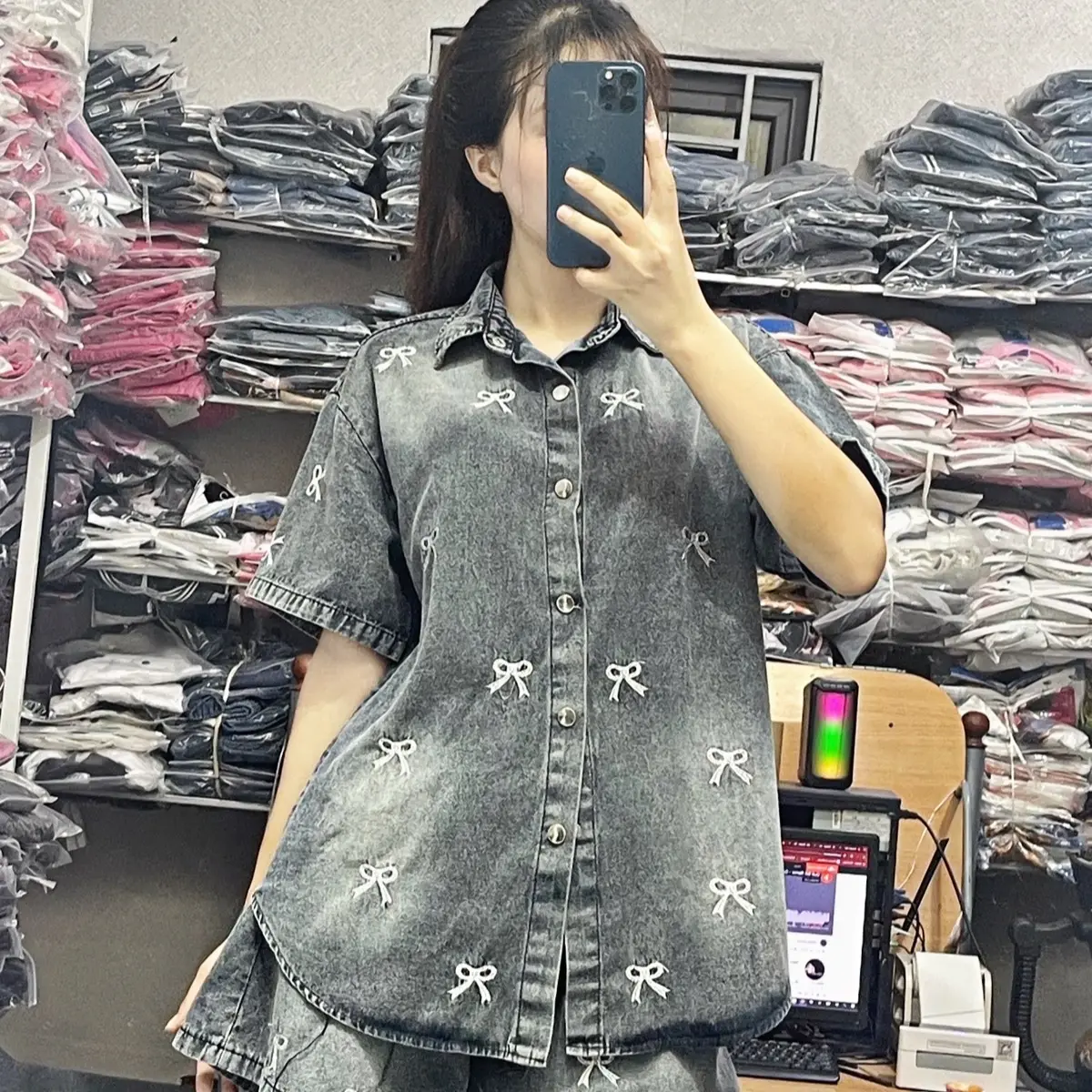 Bộ bò giấy new bộ bò giấy thêu nơ Áo