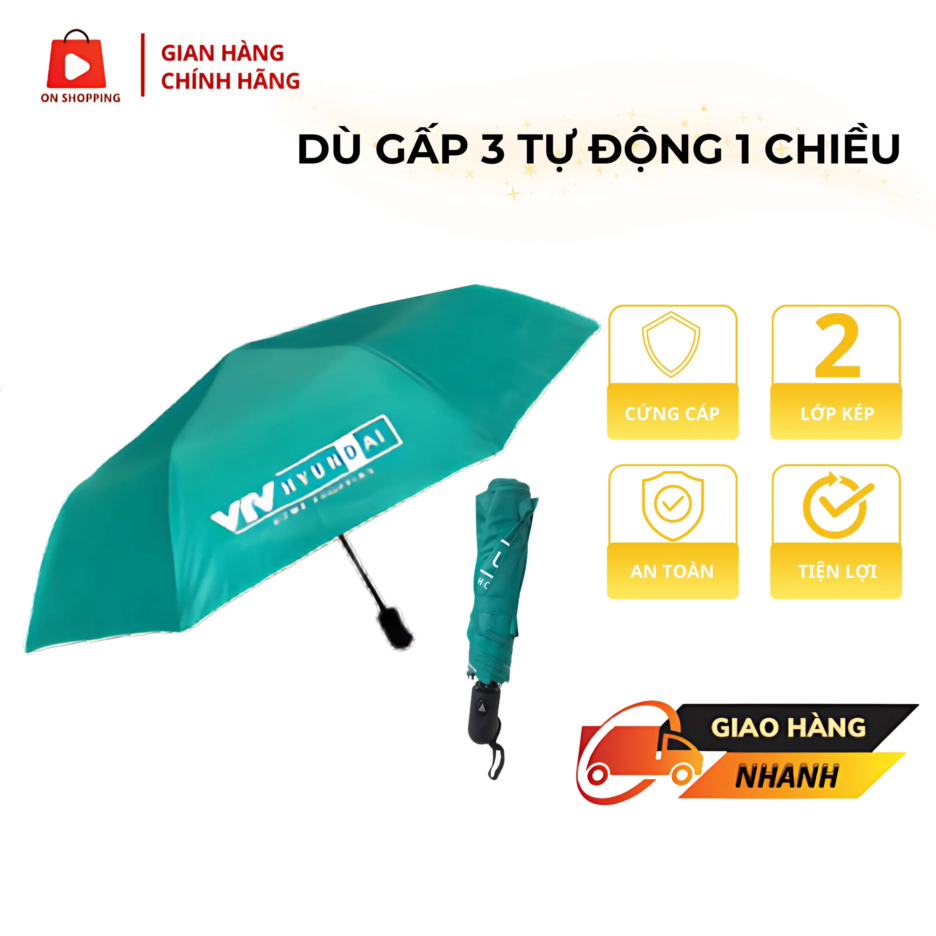 Ô Dù cầm tay ON SHOPPING TV Gấp 3 Tự Động 1 Chiều