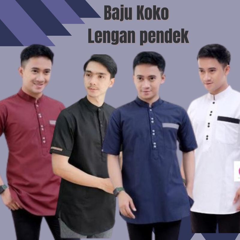 ALILA Hijab -  Kemeja Hem Cowok / Baju KOKO Pria Lengan Pendek/baju muslim koko/baju lebaran 0