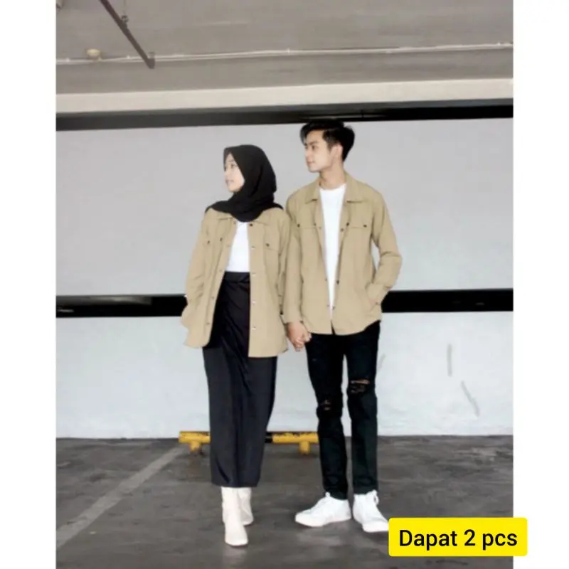 Kemeja Outer Couple Set Korean Style - Kemeja Oversize Pria Wanita - Baju Couple Polos