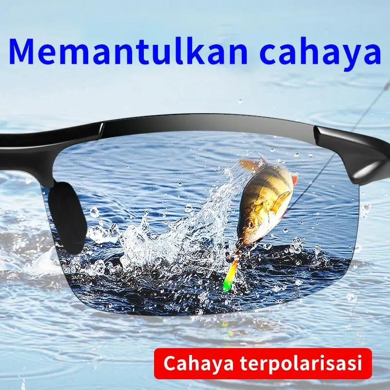 Kacamata Olahraga Photocromik Polarized Memancing Paser Ikan Bersepeda Mengemudi 5 in 1 Anti Air Mancing
