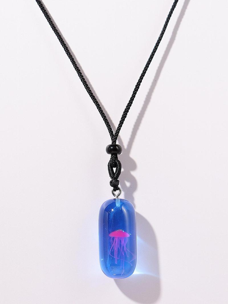 Product Introduction of Fashionable Jellyfish Design Pendant Necklace for Women & Men,  Fashion Jewelry for Party, Daily Clothing Decor, Trendy All-match & Exquisite Jewelry for Birthday Gift 4