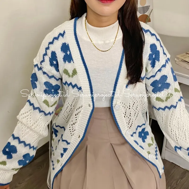 Flora knit cardi outer korean sweater flower by Seruni project 3
