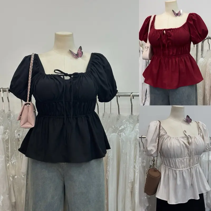 [ Bigsize 55-100kg] Áo cổ vuông tay bồng phong cách nhẹ nhàng