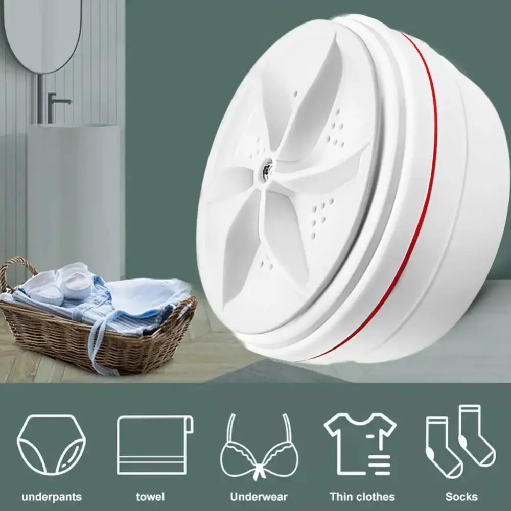 1pcs Ultrasonic Turbo Washing Machine Laundry Portable Travel Washer Air Bubble And Rotating Mini Washing Machine Mini Washing