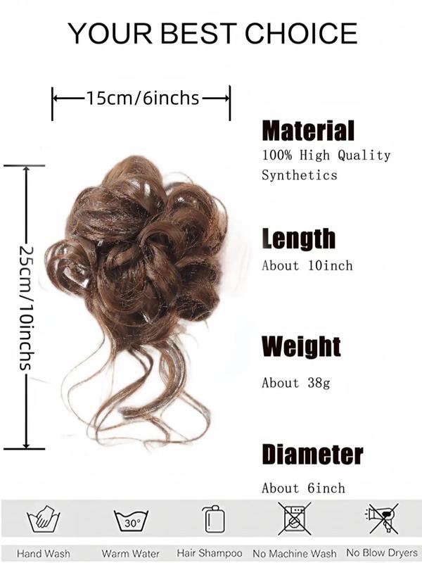 10 Inch Natural Black Short Curly Fluffy Hair Bun Extension for Women, Easy Grasping Clip Curly Synthetic Hairpiece for Daily Use Party, Wigs 4