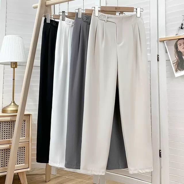 Quần Baggy nữ lưng chun sau cạp tim lồng đai đỉa cá tính phom đẹp màu sắc đen ghi be trắng MINXINH mã Q0888