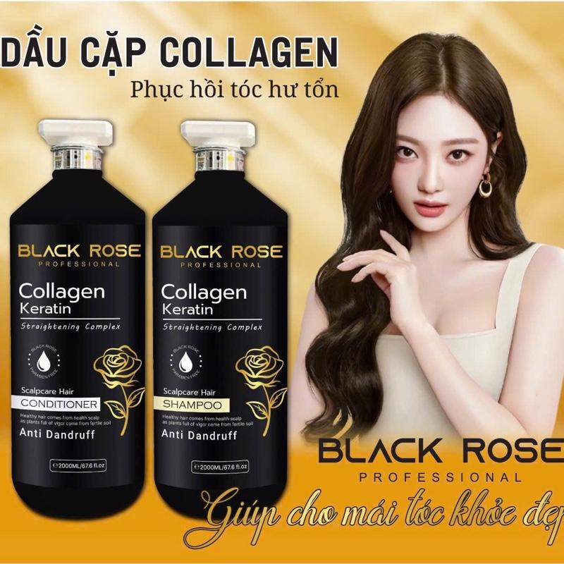 BLACK ROSE dầu gội cao cấp COLAGEN KERATIN  ,dung tích 2000ML/ chai , thơm sang mùi hoa hồng , giảm bết , giảm gàu, kích thích mọc tóc , phục hồi tóc hư tổn khô sơ