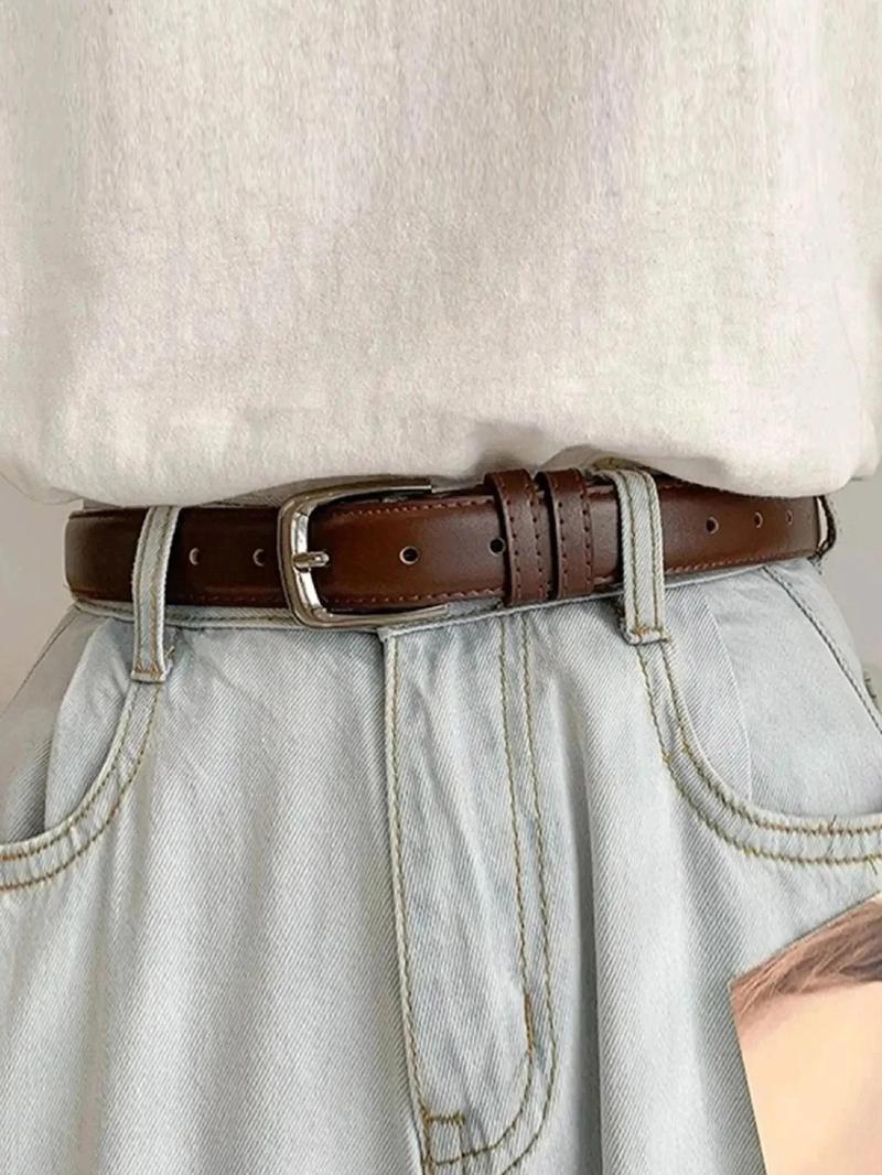 Product Introduction of Women's Solid Color PU Buckle Belt, Fashion Belt for Party, Daily Clothing Decor, Trendy All-match & Exquisite Belt for Birthday Gift 0