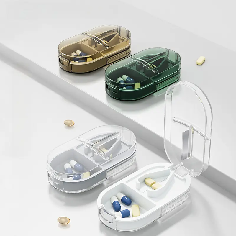 Japanese medicine slicer, mini storage box for household pills, one in two cut pill dispenser, portable medicine box