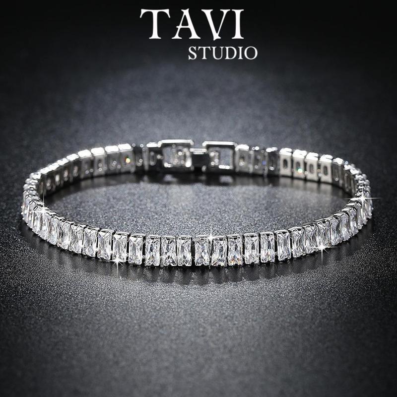[Mua là mê, chê thì hoàn về] Vòng Tay Nam Nữ Chất Liệu Thép Titan Đính Đá Zircon Thời Trang Cao Cấp Tavi Studio lắc tay tennis phụ kiện trang sức thanh lịch vòng tay - TẾT