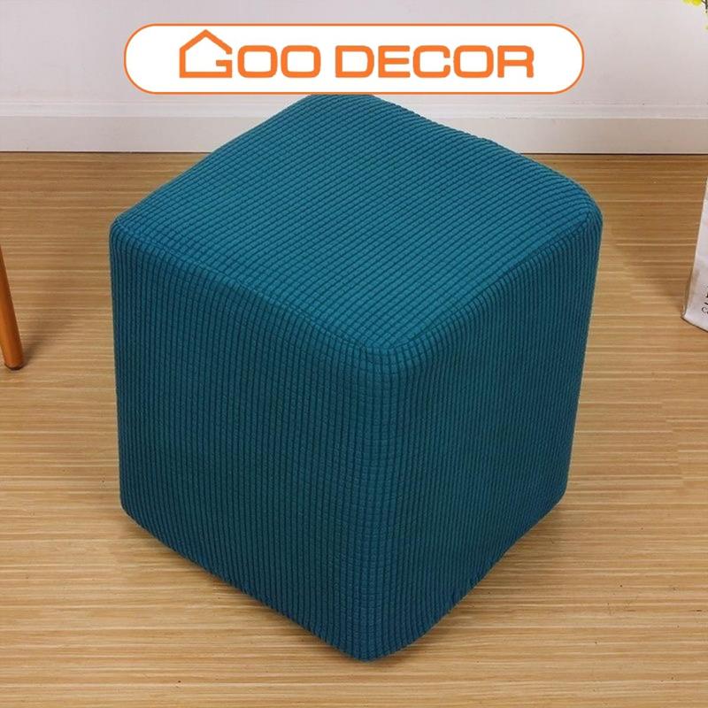 Vỏ đôn vuông GOO Decor, bọc đôn sofa vải nỉ nhung gân dày dặn mềm mại