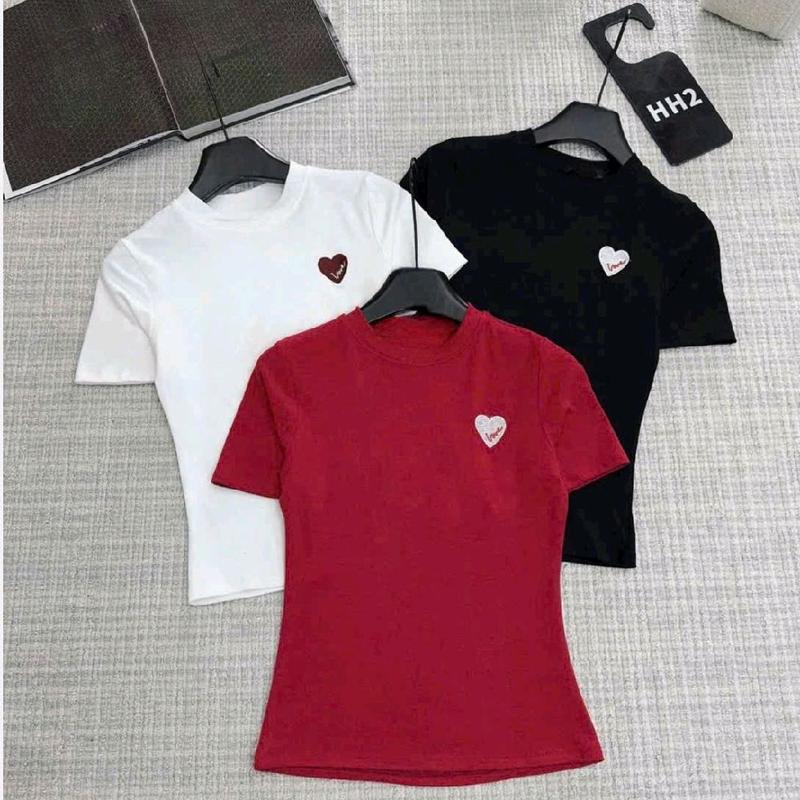 Áo thun nữ cổ tròn tay ngắn thêu tym cực xinh 1