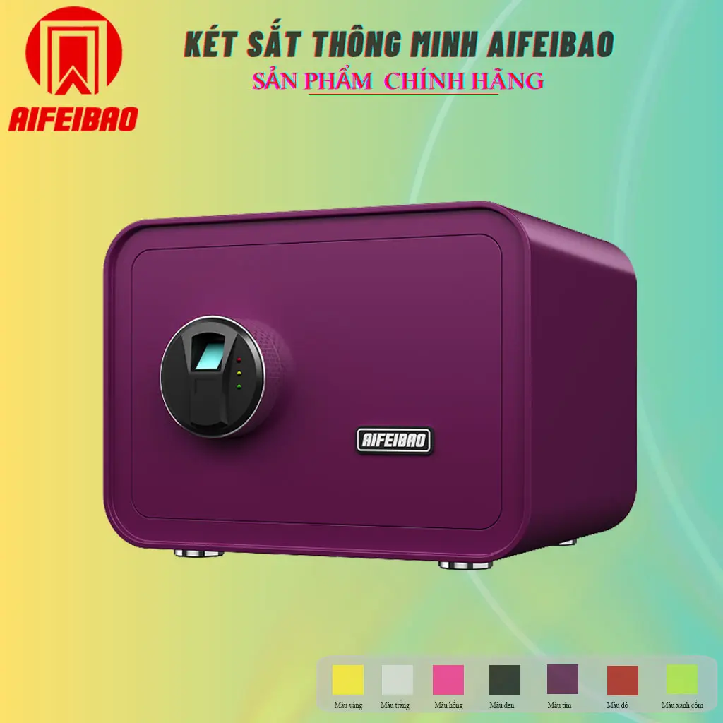 Két sắt mini thông minh Aifeibao HK-M/D-25II-QCZ màu tím nhỏ gọn dễ dàng sử dụng dành cho gia đình, để trong tủ quần áo, để quầy thu ngân két  sắt