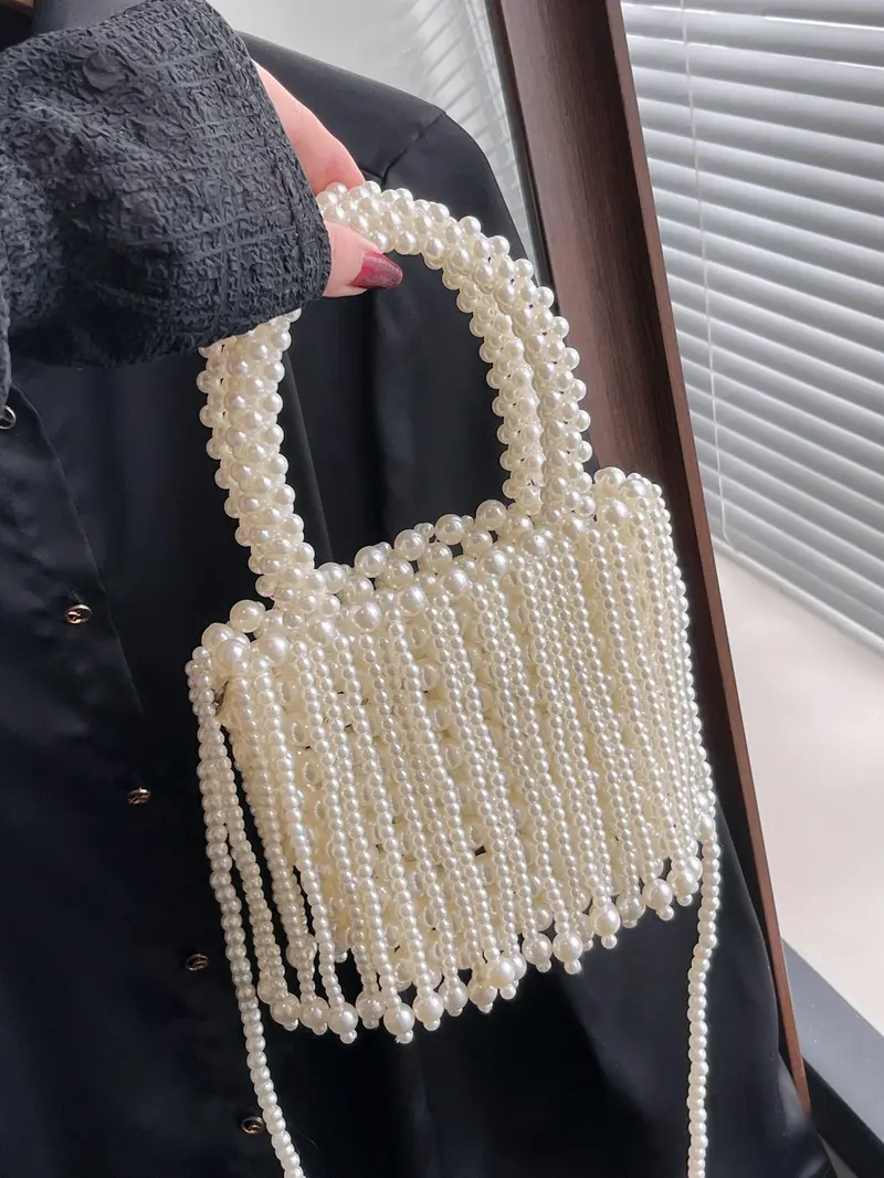 Product Introduction of Fashionable Handmade Beaded Design Handbag, Casual Cute Style Shoulder Bag for Women, Trendy All-match Bag for Daily Use 0