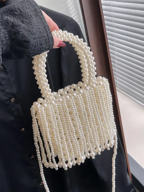 Fashionable Handmade Beaded Design Handbag, Casual Cute Style Shoulder Bag for Women, Trendy All-match Bag for Daily Use 0