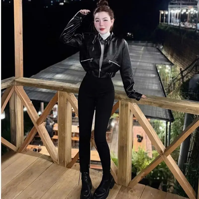 Quần Legging nữ Lưng cao 1 nút dáng dài cấp khóa kéo chất vải Umi hàn Quần tregging nữ Đi học sinh ống ôm dáng mặc làm công sở Ong Women quan  legging 3