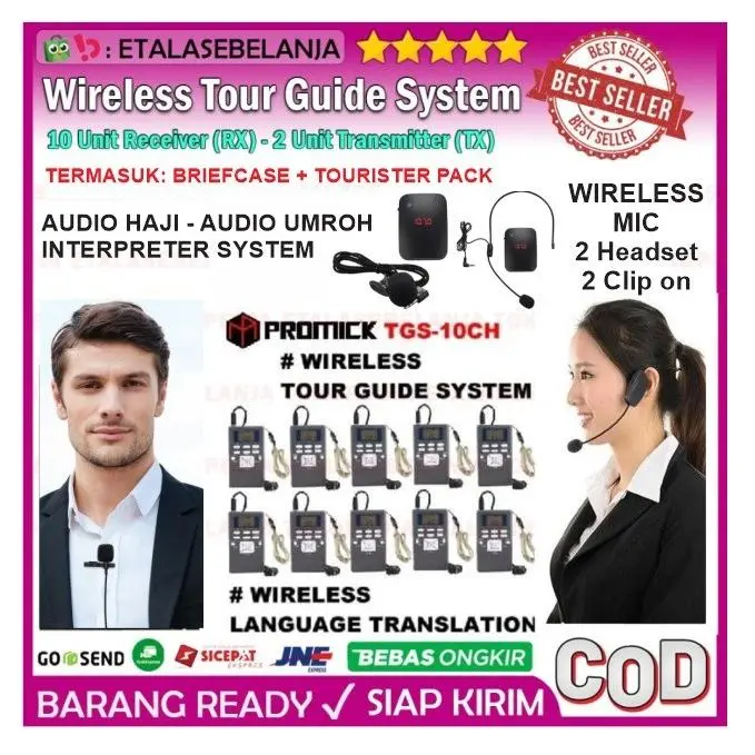 Tour Guide System 10 Channel - Audio Umroh dan Haji - Kombinasi 2 TX