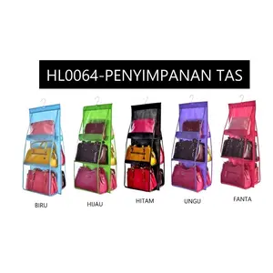 MOLAMOLA HL0064 Rak Penyimpanan Sepatu Dan Tas Gantung Bag Organizer Plastik Murah Y1086