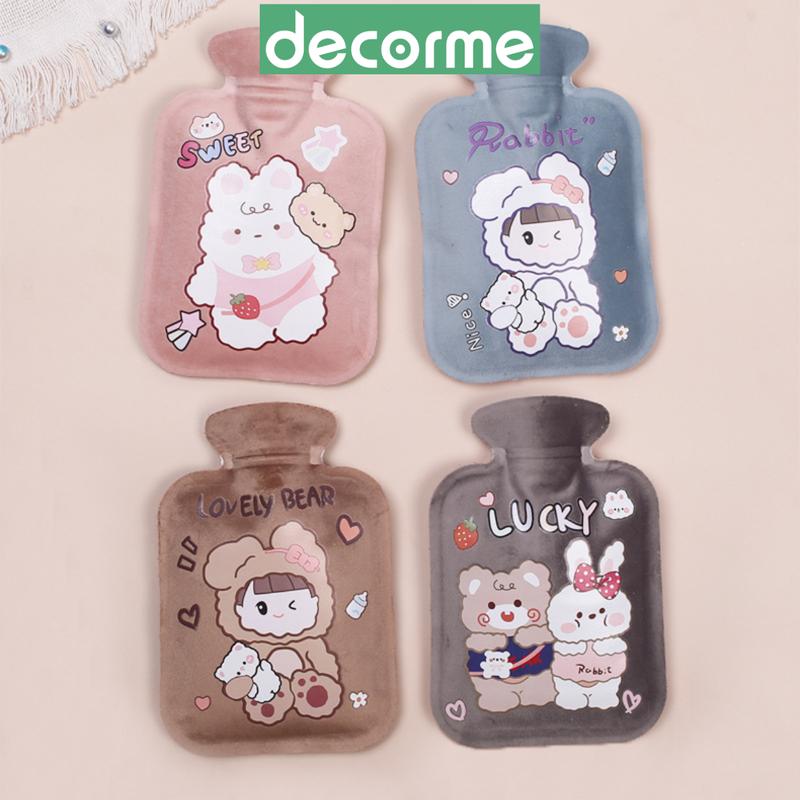 Túi chườm nóng lạnh nhung mềm Decorme giảm đau bụng kinh, túi chườm giữ ấm hạ sốt họa tiết dễ thương Cao Su