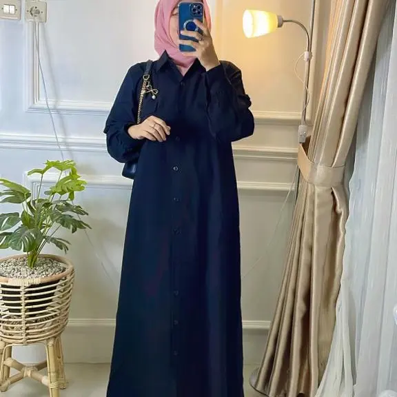 Zenna Gamis Polo Linen Premium/Gamis Wanita Terbaru 2025 Polos 4