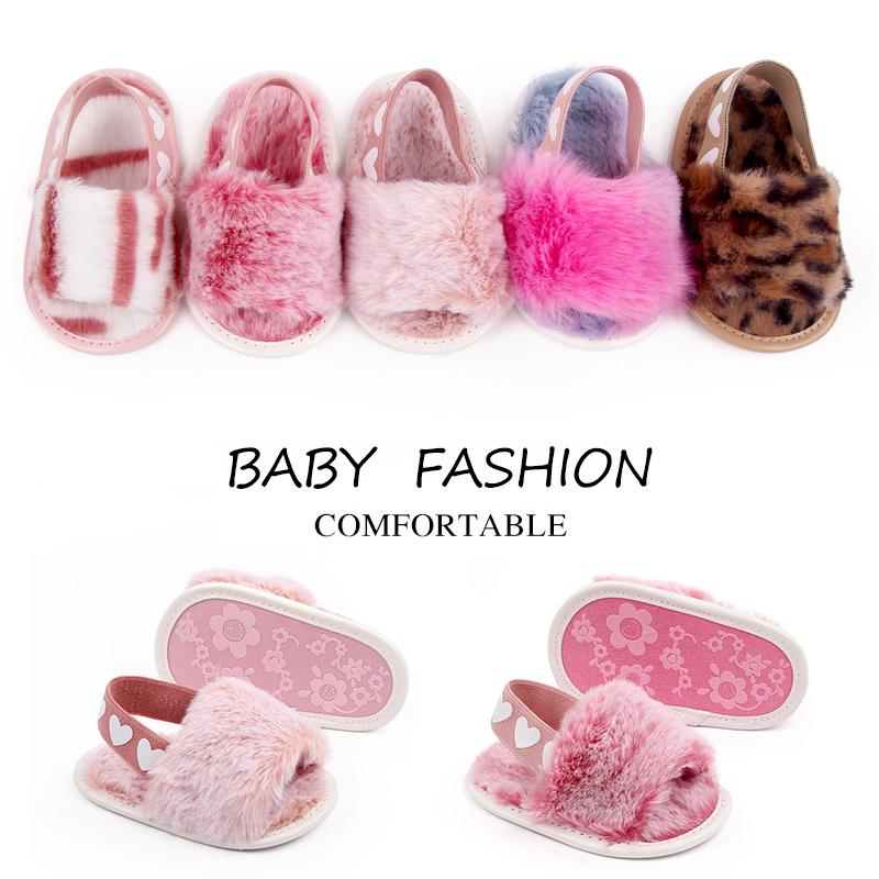 Product Introduction of 0-1 Year Old Elastic Baby Sandals Fashion Hairy Sandals Sneakers 17