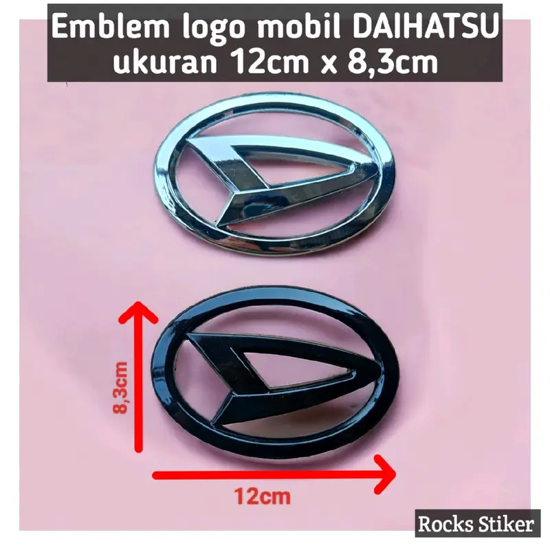 Emblem 12cm tempel Logo depan dan belakang mobil DAIHATSU xenia 2004-2012 Granmax luxio warna CHROME dan hitam ukuran 12cm x 8,3cm Car Aksesoris kendaraan 0
