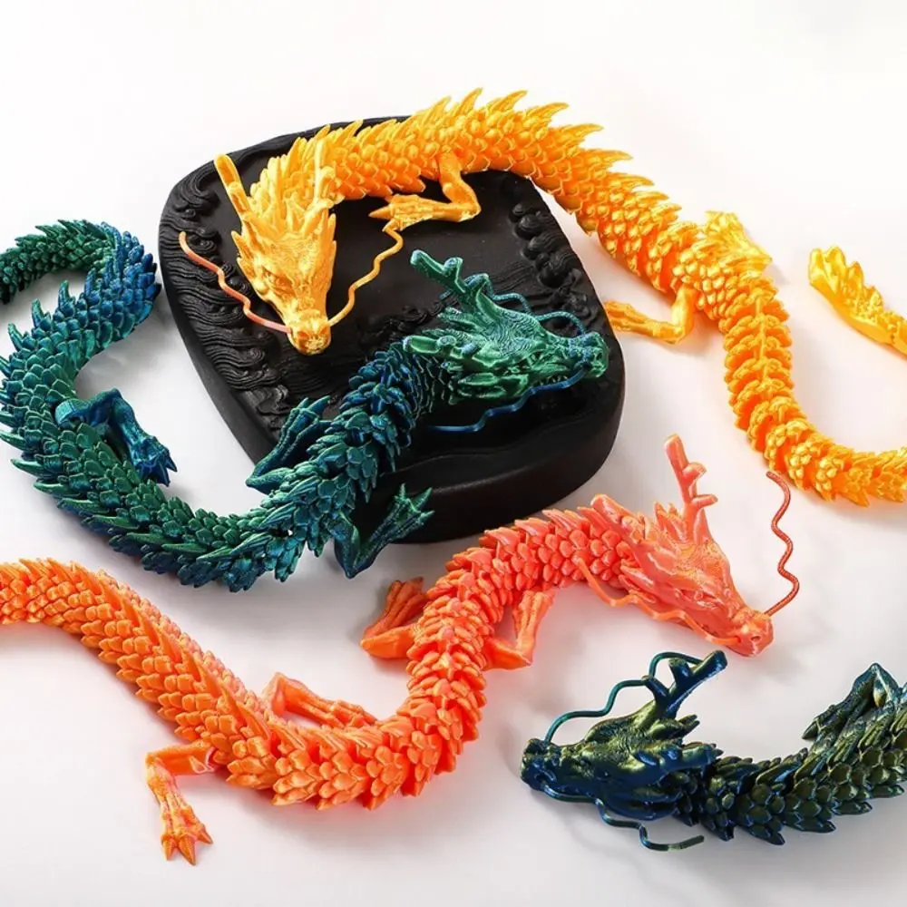 Funny Realistic 3D Printed Dragon Toy 30/45cm Multicolor Animal Simulation Model Flexible Rotatable Simulated Dragon Ornament Christmas