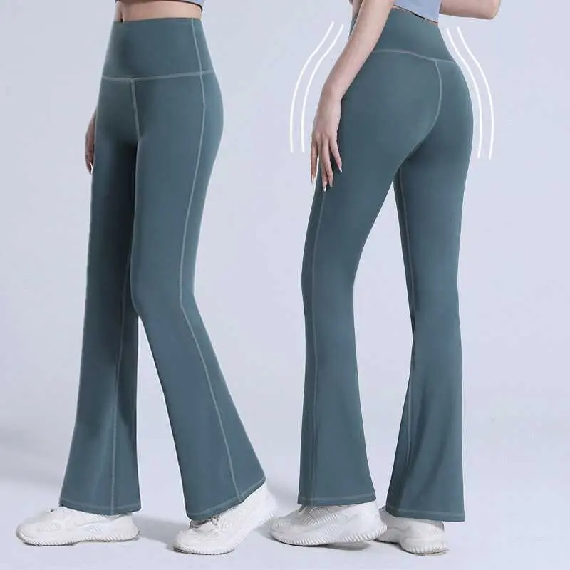 Women's Soft Flare High Waist Wide Leg Palazzo Bell Bottom Sports yoga Pants Loose Yoga Lings