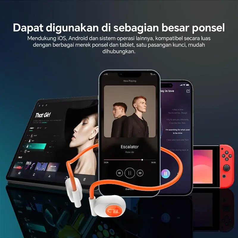2025 Headset bluetooth konduksi tulang baru yang menggantung headset bluetooth telinga yang lama dipakai tanpa rasa sakit 3