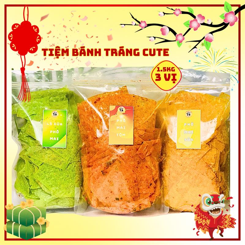 1kg5 Bánh tráng phô mai tôm + sữa + dứa gói 500g Đặc sản Tây Ninh - Tiệm Bánh Tráng Cute Ăn Vặt Food Snack Thức Ăn