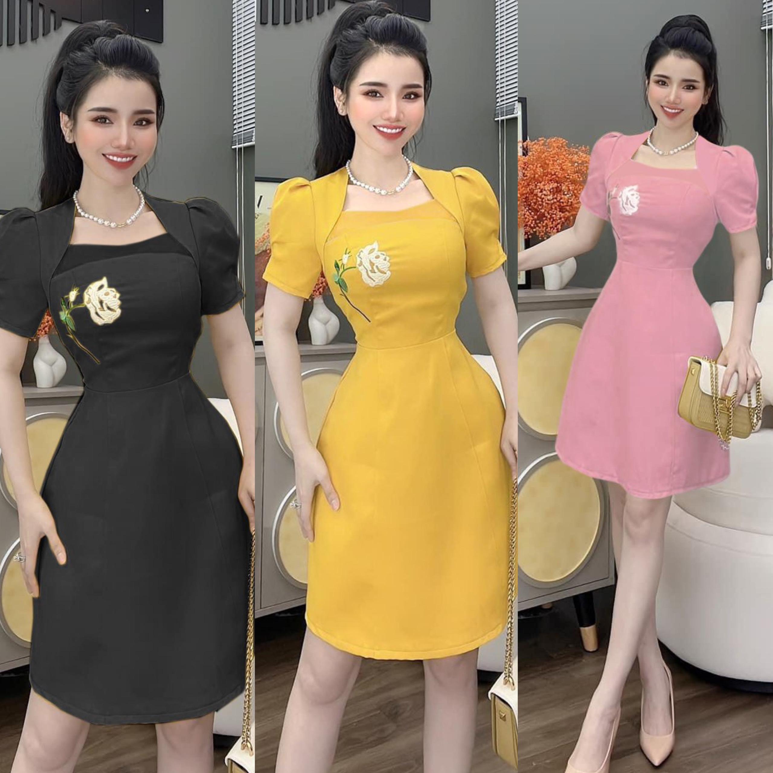 Thời Trang Bigsize Váy Dự Tiệc 50 - 100Kg Vải Cotton Lạnh Cao Cấp Thanh Lịch Nữ Dress Women Đen - A.1024
