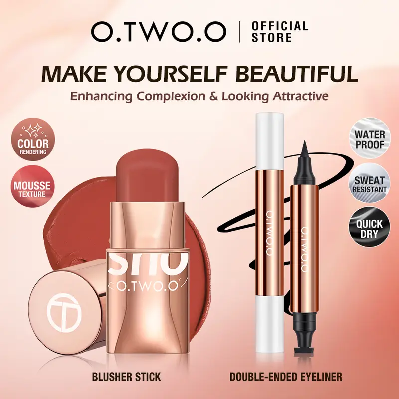 【olviyan-exclusive】Glamour Boosting Set Genki Blush Stick & Cat Eye Eyeliner Stamp 0