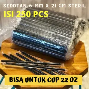 ISI 250 Pcs SEDOTAN HITAM STERIL 6 mm | Sedotan Thai Tea | Sedotan Lancip | Sedotan Runcing | Sedotan Steril Kecil | Sedotan Jus Buah | Sedotan Capcin | Sedotan Cappcucino Cincau Minuman