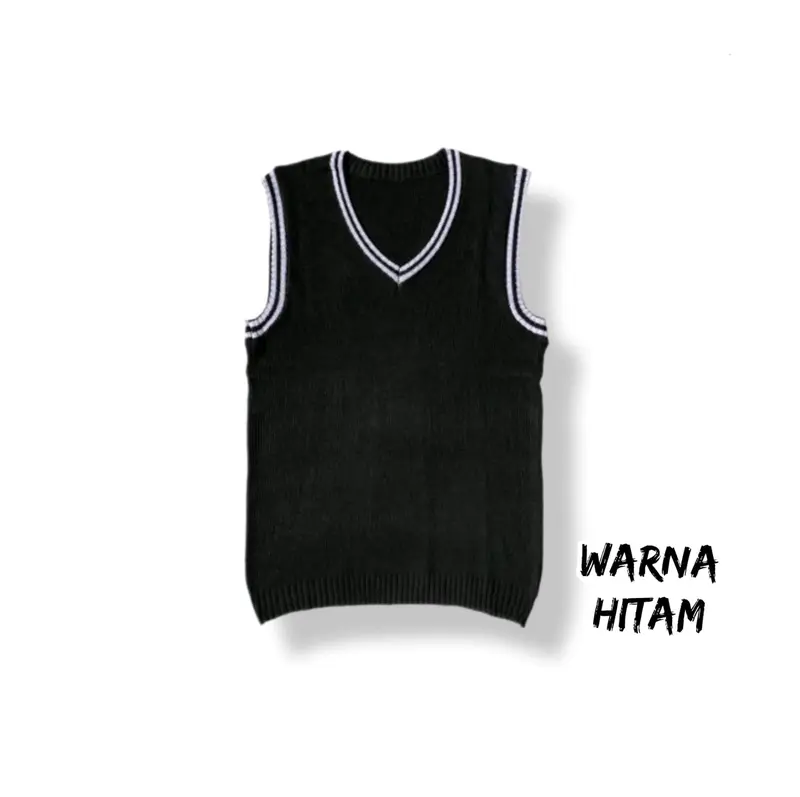 Rompi Rajut Pria list korea style outer terbaru v vest premiun Tebal Casual Navy Outdoor Keren 4
